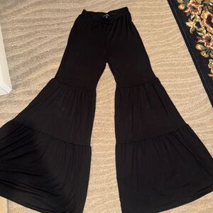 Women’s jet black flared pants bottoms flare palazzo pants wide leg size XS/S